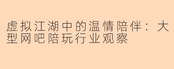 虚拟江湖中的温情陪伴:大型网吧陪玩行业观察