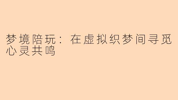 梦境陪玩：在虚拟织梦间寻觅心灵共鸣