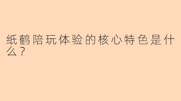 纸鹤陪玩体验的核心特色是什么？
