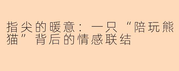 指尖的暖意：一只“陪玩熊猫”背后的情感联结