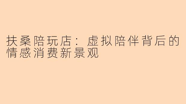 扶桑陪玩店：虚拟陪伴背后的情感消费新景观