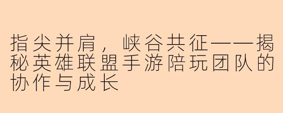 指尖并肩，峡谷共征——揭秘英雄联盟手游陪玩团队的协作与成长