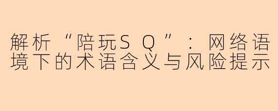 解析“陪玩SQ”:网络语境下的术语含义与风险提示