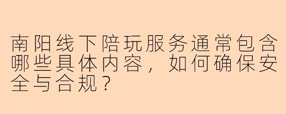 南阳线下陪玩服务通常包含哪些具体内容，如何确保安全与合规？
