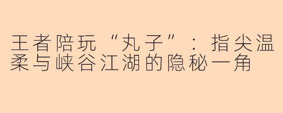 王者陪玩“丸子”：指尖温柔与峡谷江湖的隐秘一角