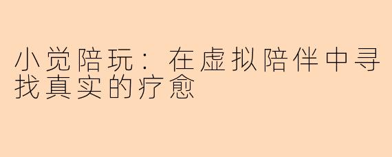 小觉陪玩：在虚拟陪伴中寻找真实的疗愈