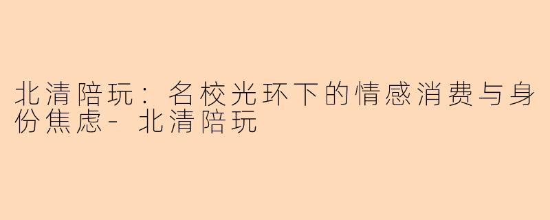 北清陪玩：名校光环下的情感消费与身份焦虑