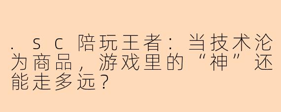 .sc陪玩王者：当技术沦为商品，游戏里的“神”还能走多远？