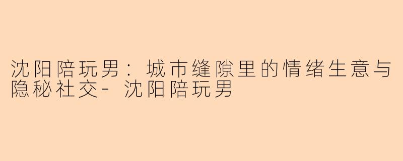 沈阳陪玩男：城市缝隙里的情绪生意与隐秘社交