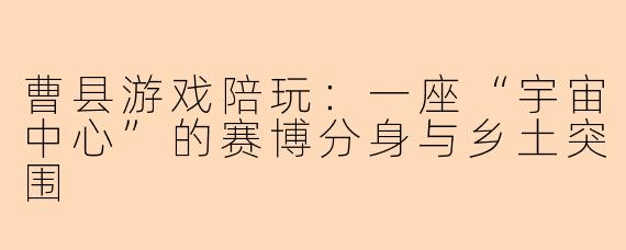 曹县游戏陪玩：一座“宇宙中心”的赛博分身与乡土突围
