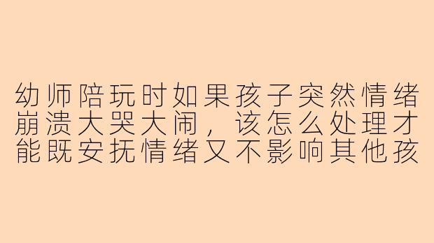 幼师陪玩时如果孩子突然情绪崩溃大哭大闹，该怎么处理才能既安抚情绪又不影响其他孩子？
