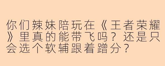 你们辣妹陪玩在《王者荣耀》里真的能带飞吗？还是只会选个软辅跟着蹭分？