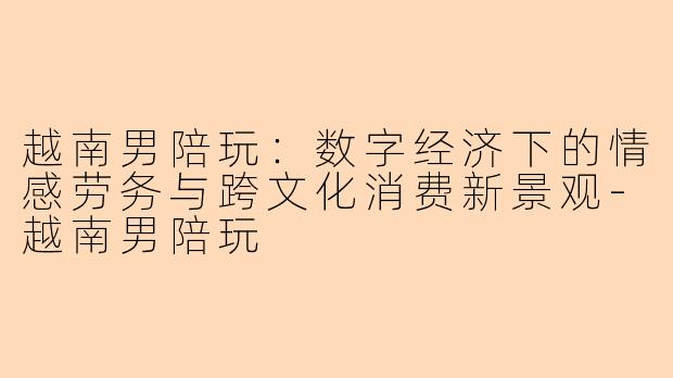越南男陪玩：数字经济下的情感劳务与跨文化消费新景观