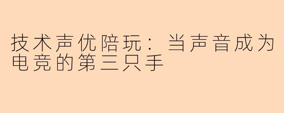技术声优陪玩：当声音成为电竞的第三只手