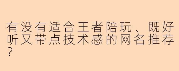 有没有适合王者陪玩、既好听又带点技术感的网名推荐？