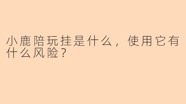 小鹿陪玩挂是什么，使用它有什么风险？
