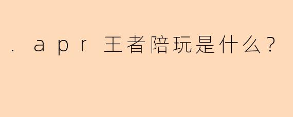 .apr王者陪玩是什么？