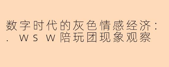 数字时代的灰色情感经济：.wsw陪玩团现象观察