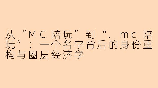 从“MC陪玩”到“.mc陪玩”：一个名字背后的身份重构与圈层经济学