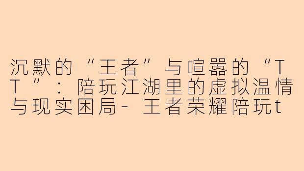 沉默的“王者”与喧嚣的“TT”：陪玩江湖里的虚拟温情与现实困局