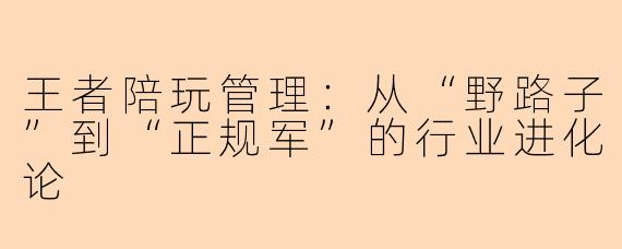 王者陪玩管理：从“野路子”到“正规军”的行业进化论