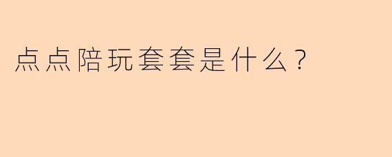 点点陪玩套套是什么？