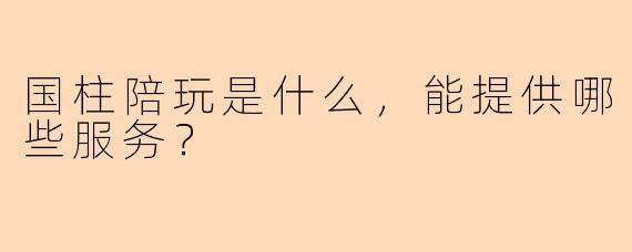 国柱陪玩是什么，能提供哪些服务？