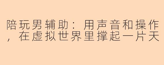 陪玩男辅助：用声音和操作，在虚拟世界里撑起一片天