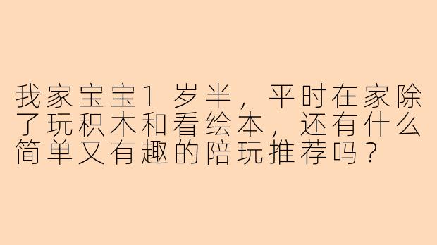 我家宝宝1岁半，平时在家除了玩积木和看绘本，还有什么简单又有趣的陪玩推荐吗？