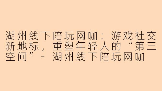 湖州线下陪玩网咖：游戏社交新地标，重塑年轻人的“第三空间”