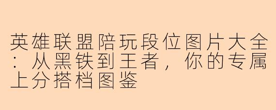 英雄联盟陪玩段位图片大全：从黑铁到王者，你的专属上分搭档图鉴