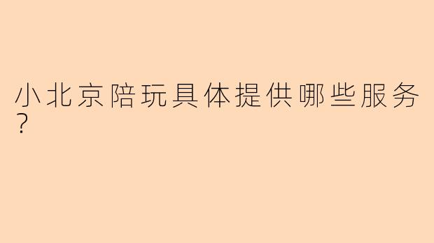 小北京陪玩具体提供哪些服务？