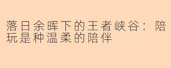 落日余晖下的王者峡谷：陪玩是种温柔的陪伴