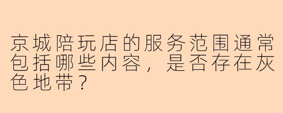 京城陪玩店的服务范围通常包括哪些内容，是否存在灰色地带？