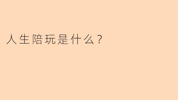 人生陪玩是什么？