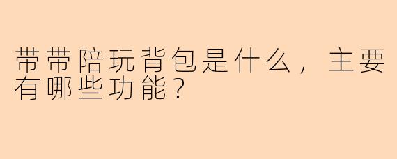 带带陪玩背包是什么，主要有哪些功能？