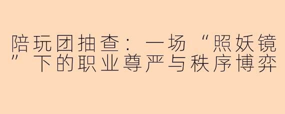 陪玩团抽查：一场“照妖镜”下的职业尊严与秩序博弈