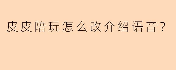 皮皮陪玩怎么改介绍语音？
