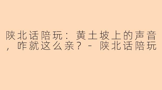 陕北话陪玩：黄土坡上的声音，咋就这么亲？