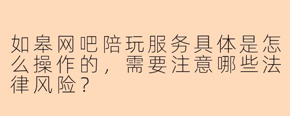 如皋网吧陪玩服务具体是怎么操作的，需要注意哪些法律风险？