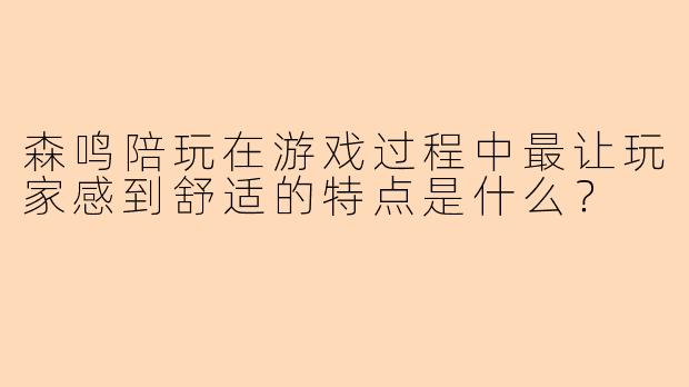 森鸣陪玩在游戏过程中最让玩家感到舒适的特点是什么？