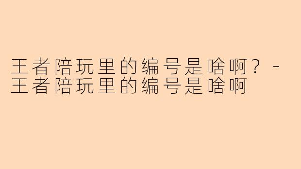 王者陪玩里的编号是啥啊？