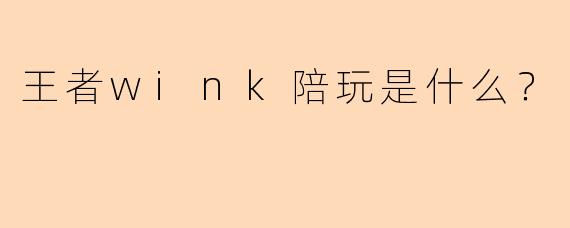 王者wink陪玩是什么？