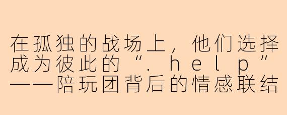 在孤独的战场上，他们选择成为彼此的“.help”——陪玩团背后的情感联结与数字生存法则
