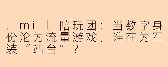 .mil陪玩团：当数字身份沦为流量游戏，谁在为军装“站台”？