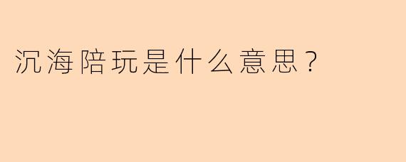 沉海陪玩是什么意思？