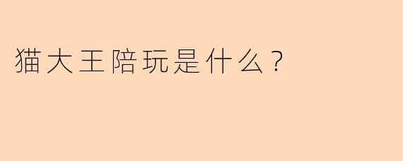 猫大王陪玩是什么？