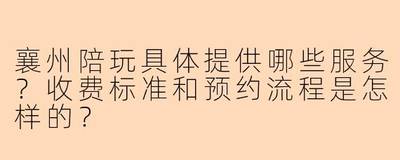 襄州陪玩具体提供哪些服务？收费标准和预约流程是怎样的？