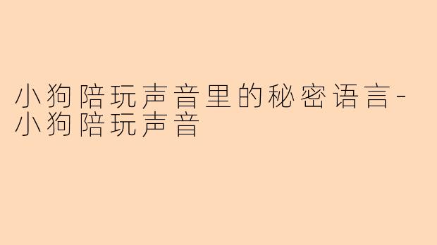 小狗陪玩声音里的秘密语言