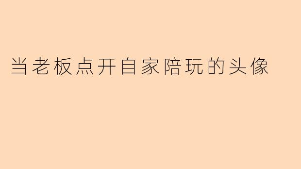 当老板点开自家陪玩的头像